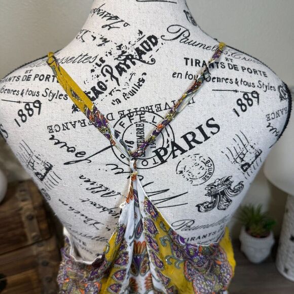 Anthropologie Akemi + Kin Paisley Medallion Metalic Maxi Dress Size L Boho - Picture 8 of 9